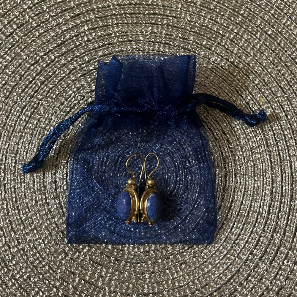 Elegant Blue and Gold Earrings